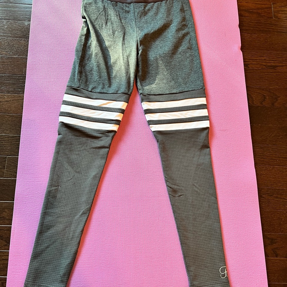 Bombshell leggings. Gray and white tripes.  Like new